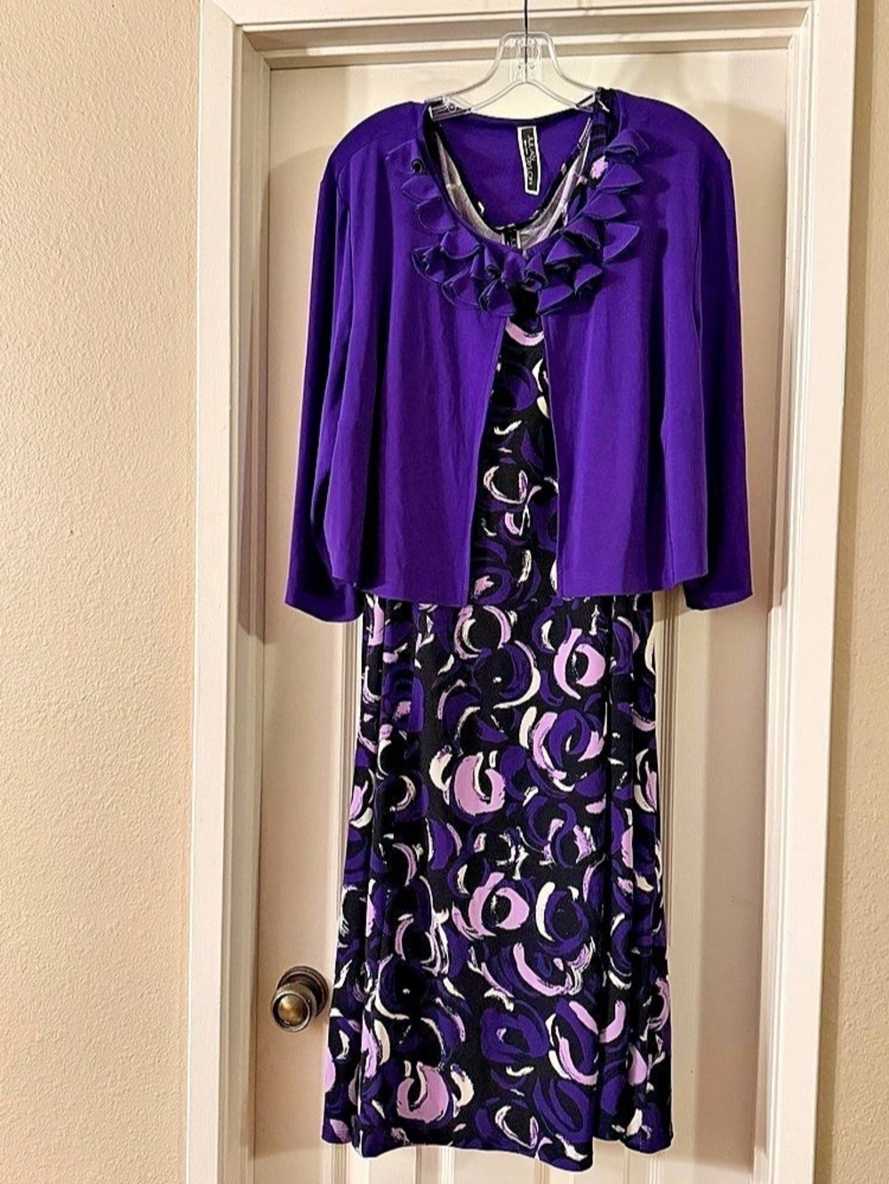 JULIAN TAYLOR Purple Abstract Dress Set Size 20W